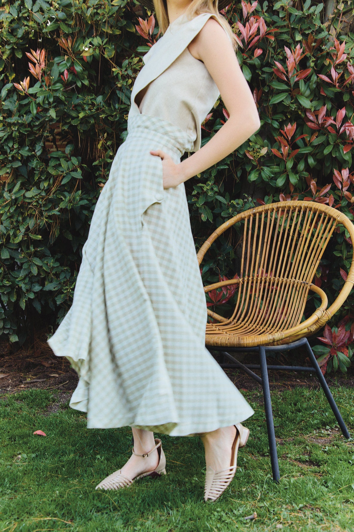 Olive Green Vichy Skirt