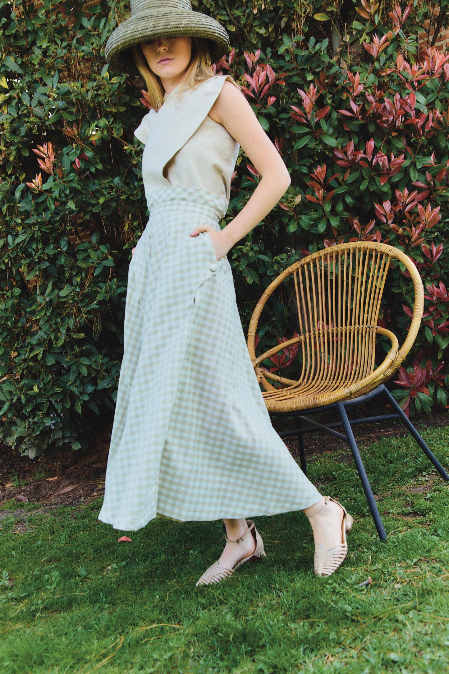 Olive Green Vichy Skirt
