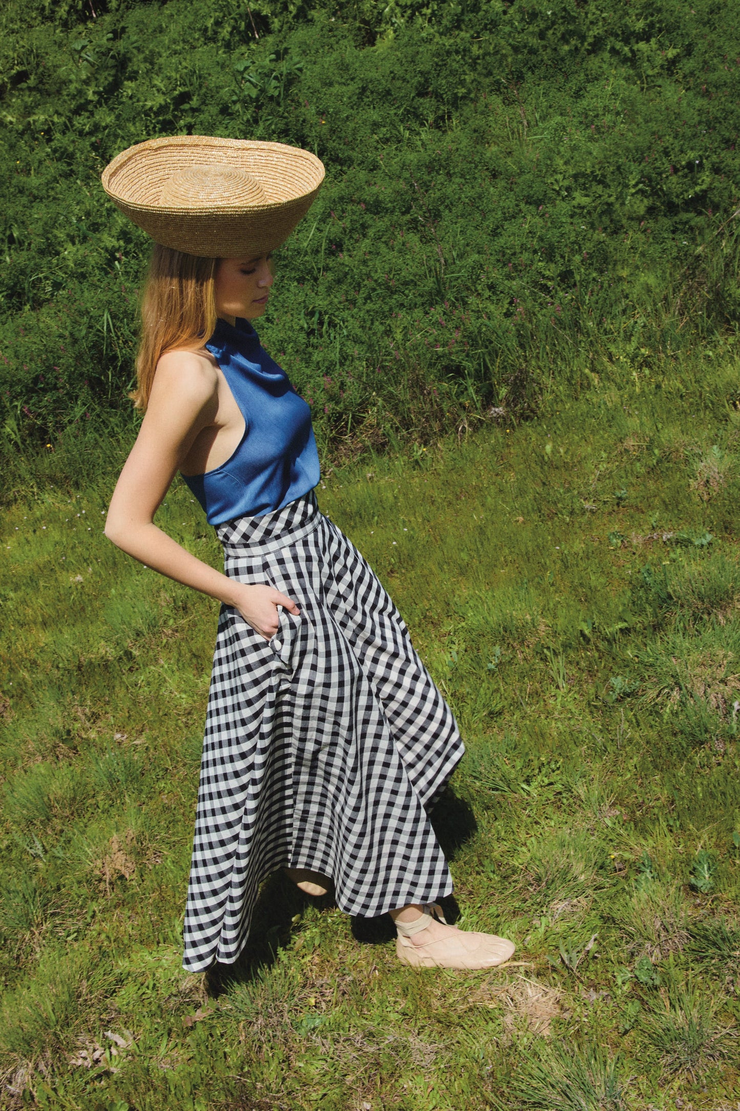 Olive Vichy Skirt Black and White
