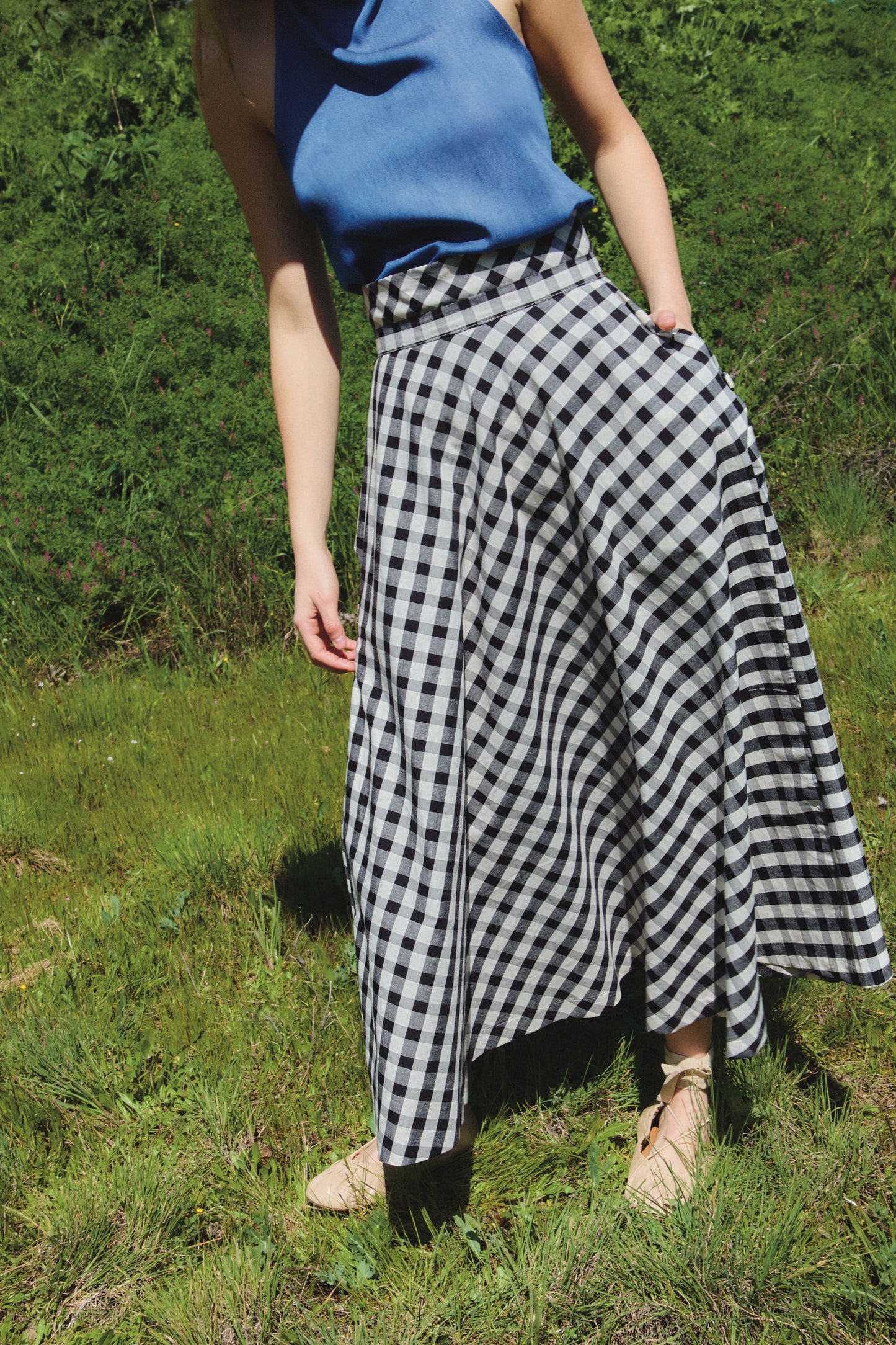 Olive Vichy Skirt Black and White