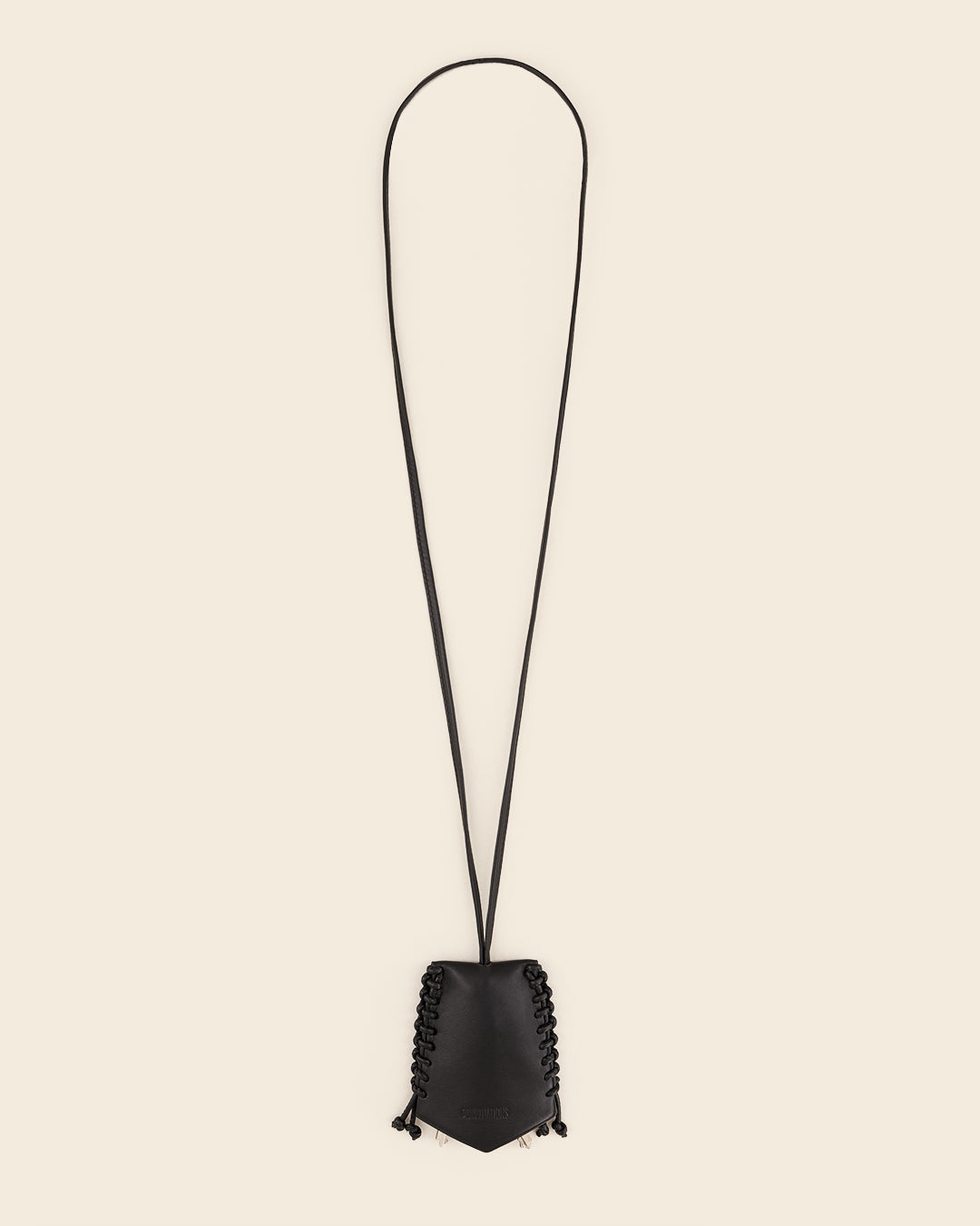FUJI-Leather bell key ring - black & black leather braiding