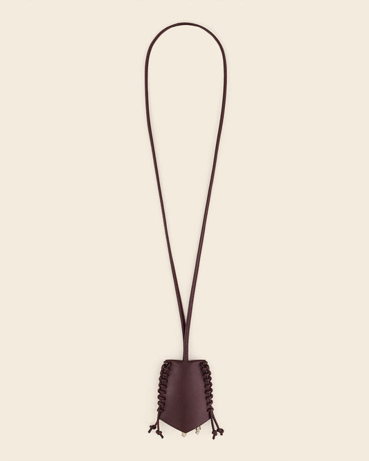 FUJI-Burgundy leather bell key ring & burgundy leather braiding