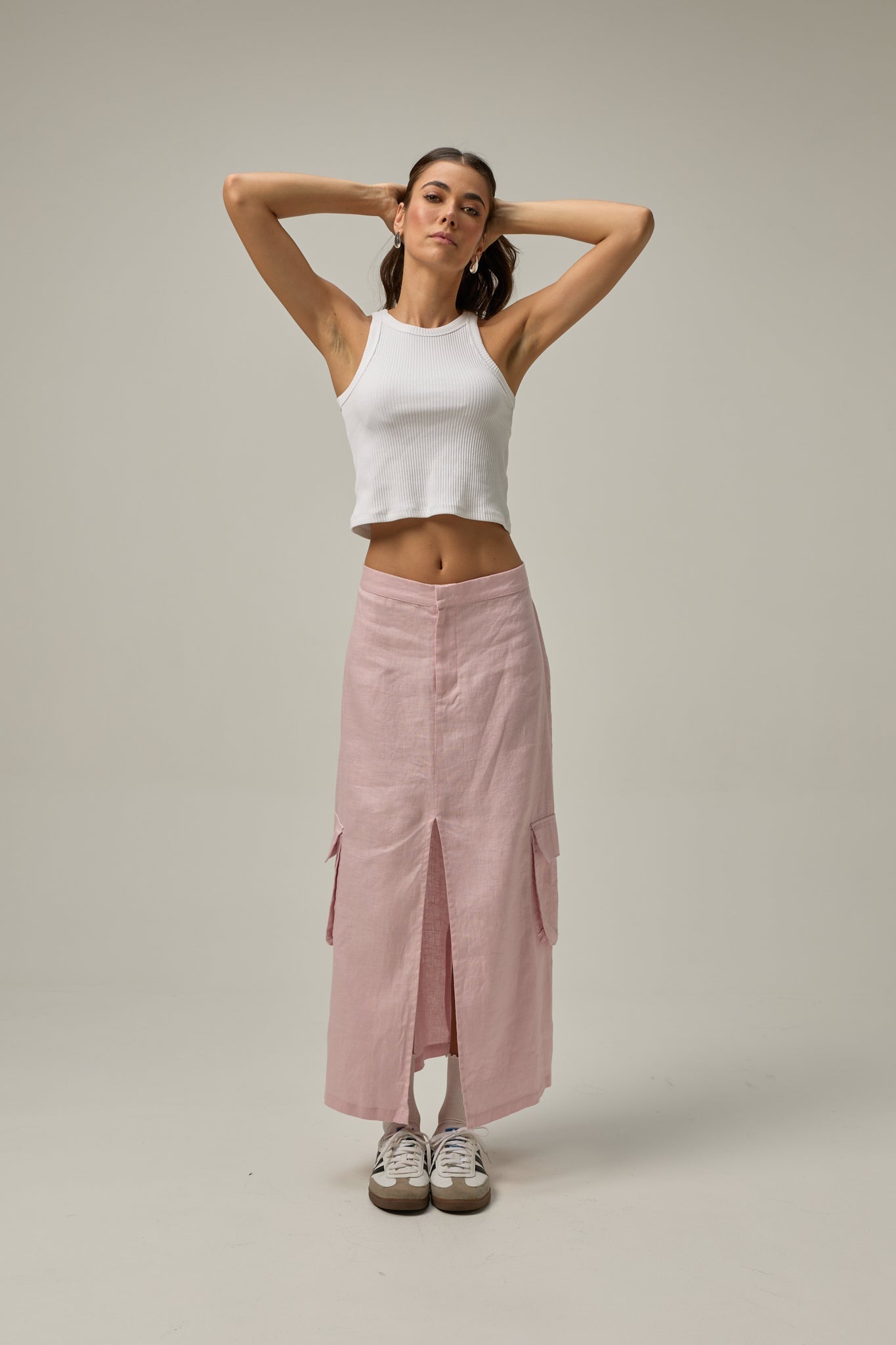 Canvas Linen Skirt | Millennial Pink