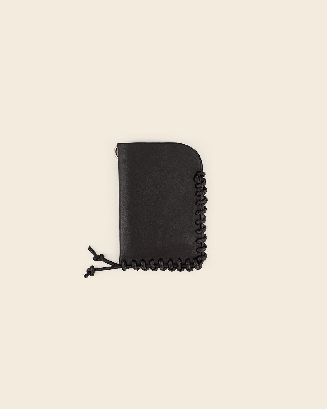 KIBO-Leather card holder-Black & Black leather braiding