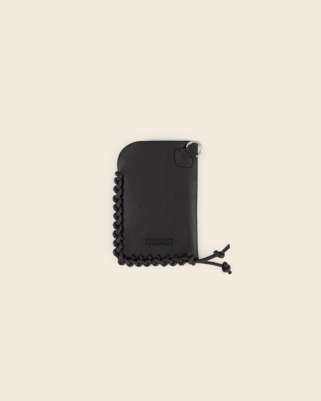 KIBO-Leather card holder-Black & Black leather braiding
