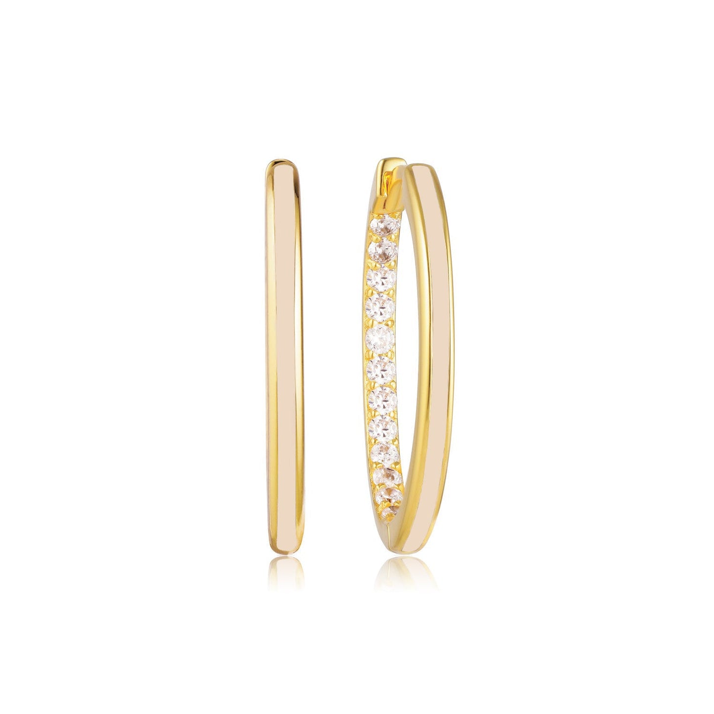 Large Nude Enamel Hoop Earrings