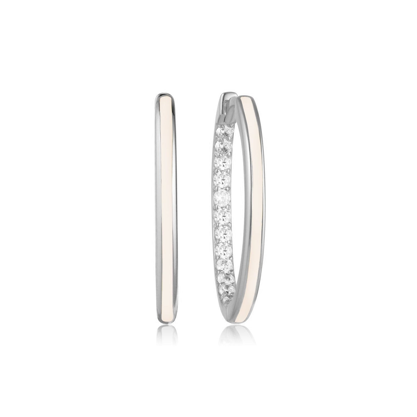 Large Nude Enamel Hoop Earrings