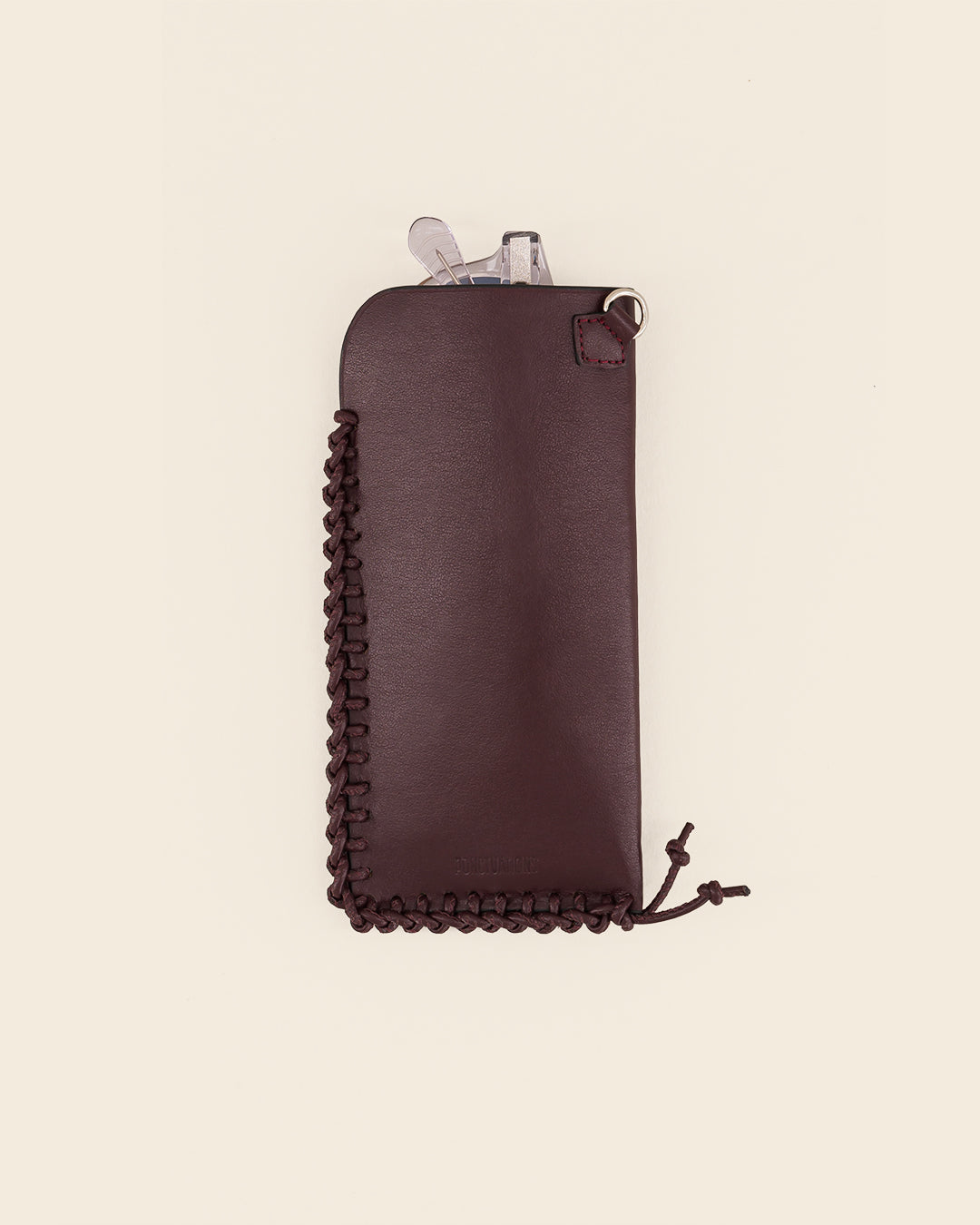 MAKALU - Bordeaux leather glasses case & burgundy leather braiding
