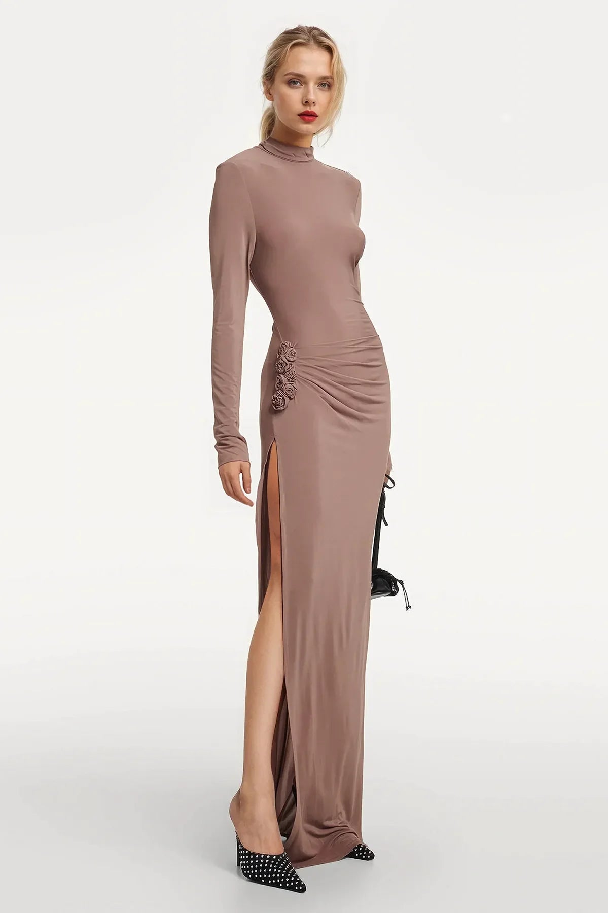 Nina Floral-Applique Jersey Maxi Dress - FELIPE ALBERNAZ LabelRow Nina Floral-Applique Jersey Maxi Dress - FELIPE ALBERNAZ LabelRow