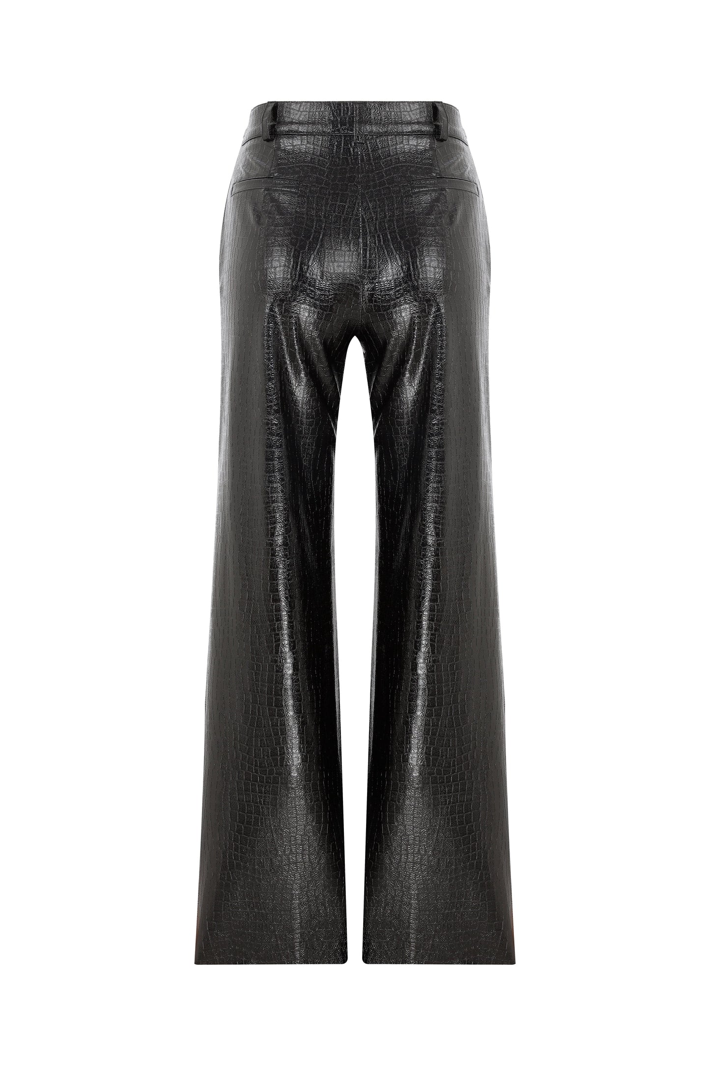 Abby Straight Cut Croc-Effect Trousers Pants Nazli Ceren
