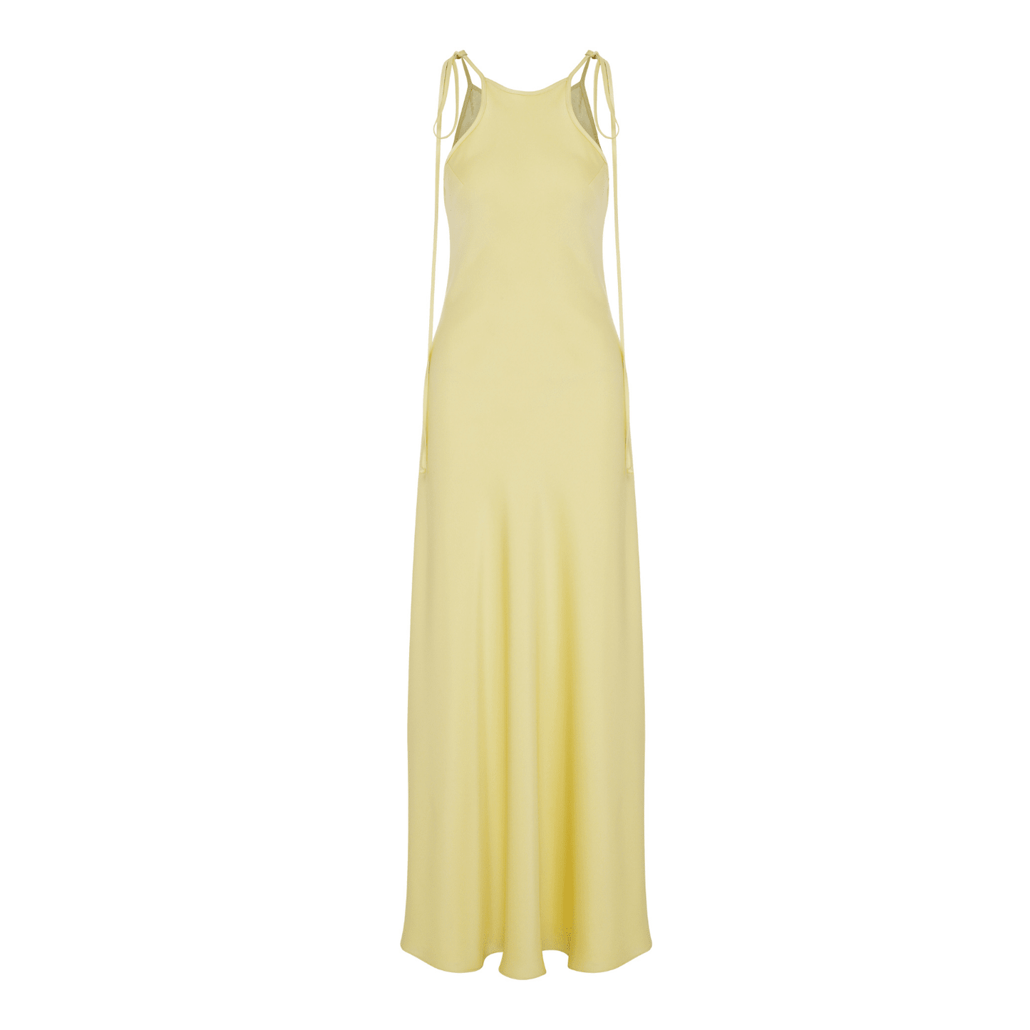 Addie Satin Long Dress in Lime Light Dresses Nazli Ceren