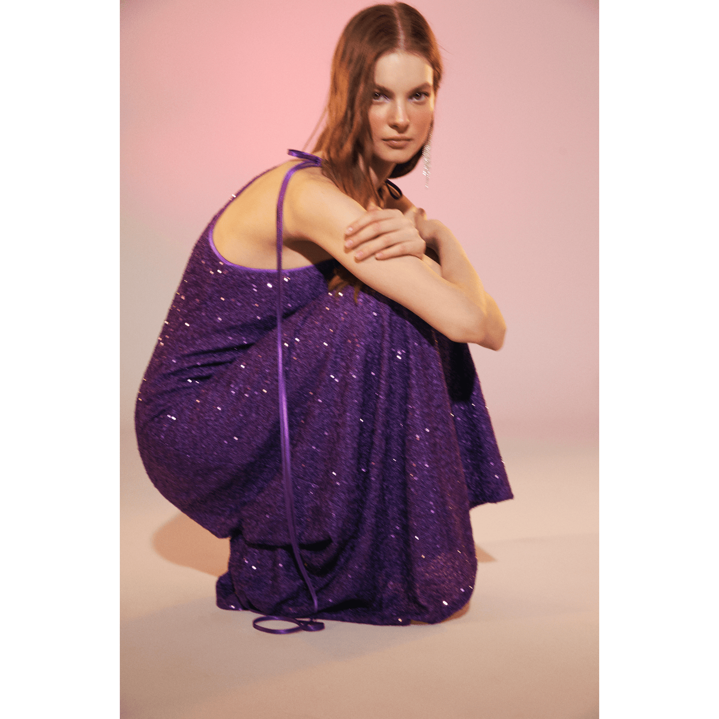 Addie Sequin Long Dress in Sparkling Grape Dresses Nazli Ceren