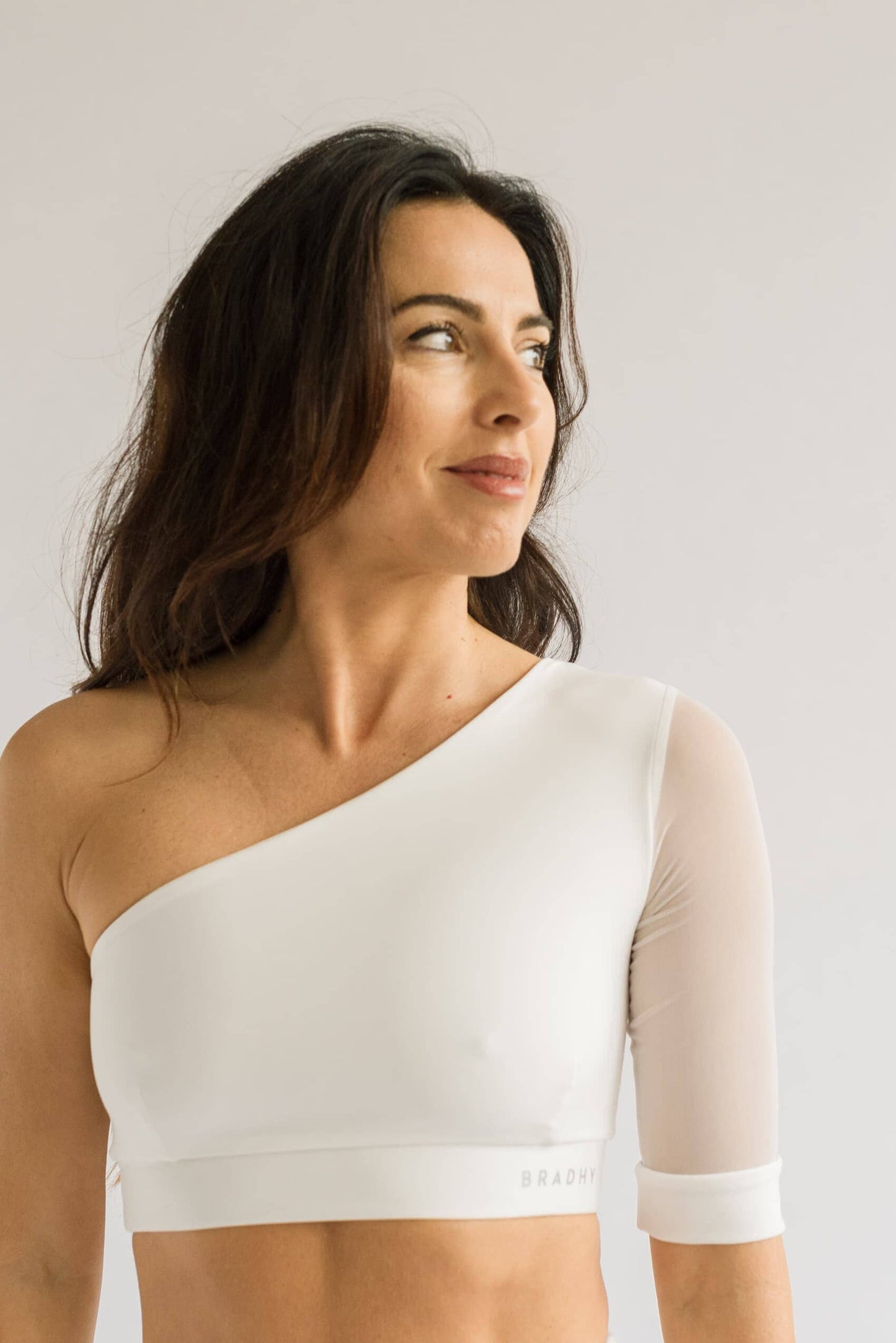 Asymmetric White Tulle Top Crop Tops Bradhy