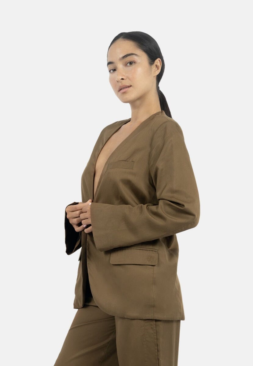 Auckland Blazer in Taupe Magento Product 1 People