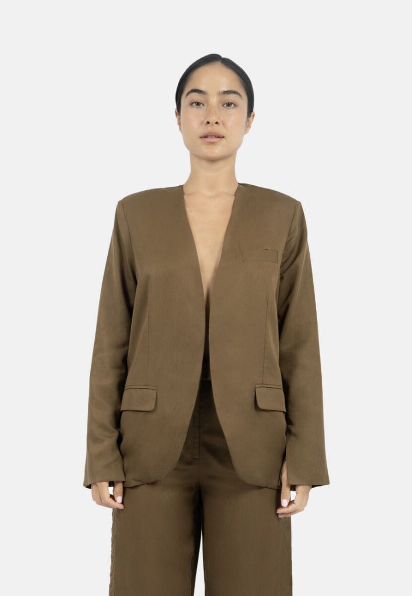 Auckland Blazer in Taupe Magento Product 1 People