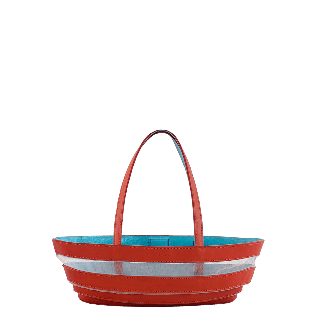Barco Leather and Tulle - Red Tote Bag Lidia Muro