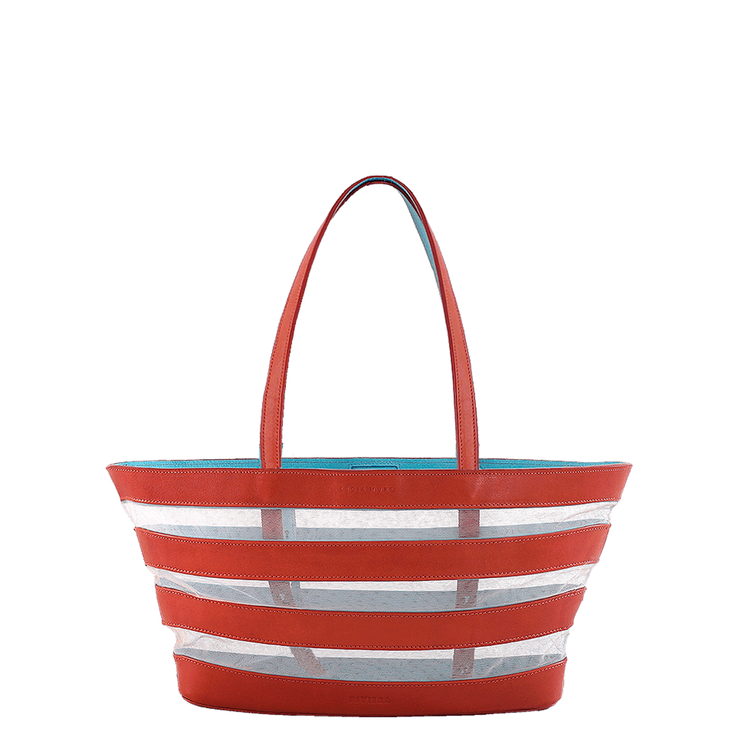 Barco Leather and Tulle - Red Tote Bag Lidia Muro