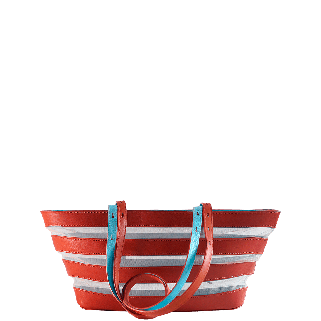 Barco Leather and Tulle - Red Tote Bag Lidia Muro