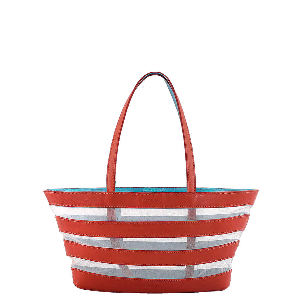 Barco Leather and Tulle - Red Tote Bag Lidia Muro