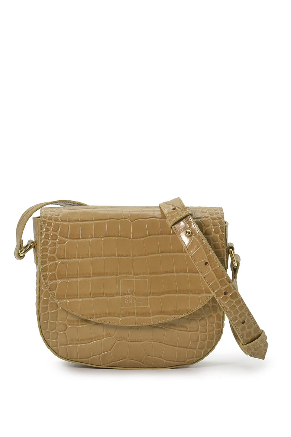 Beige Coconut Embossed Leather Flap Crossbody Bag Handbags Leandra