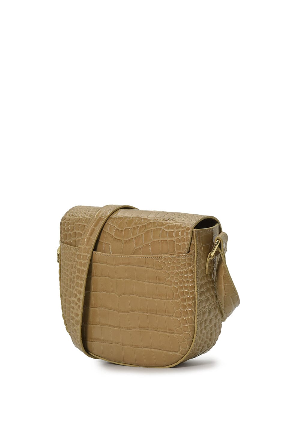 Beige Coconut Embossed Leather Flap Crossbody Bag Handbags Leandra