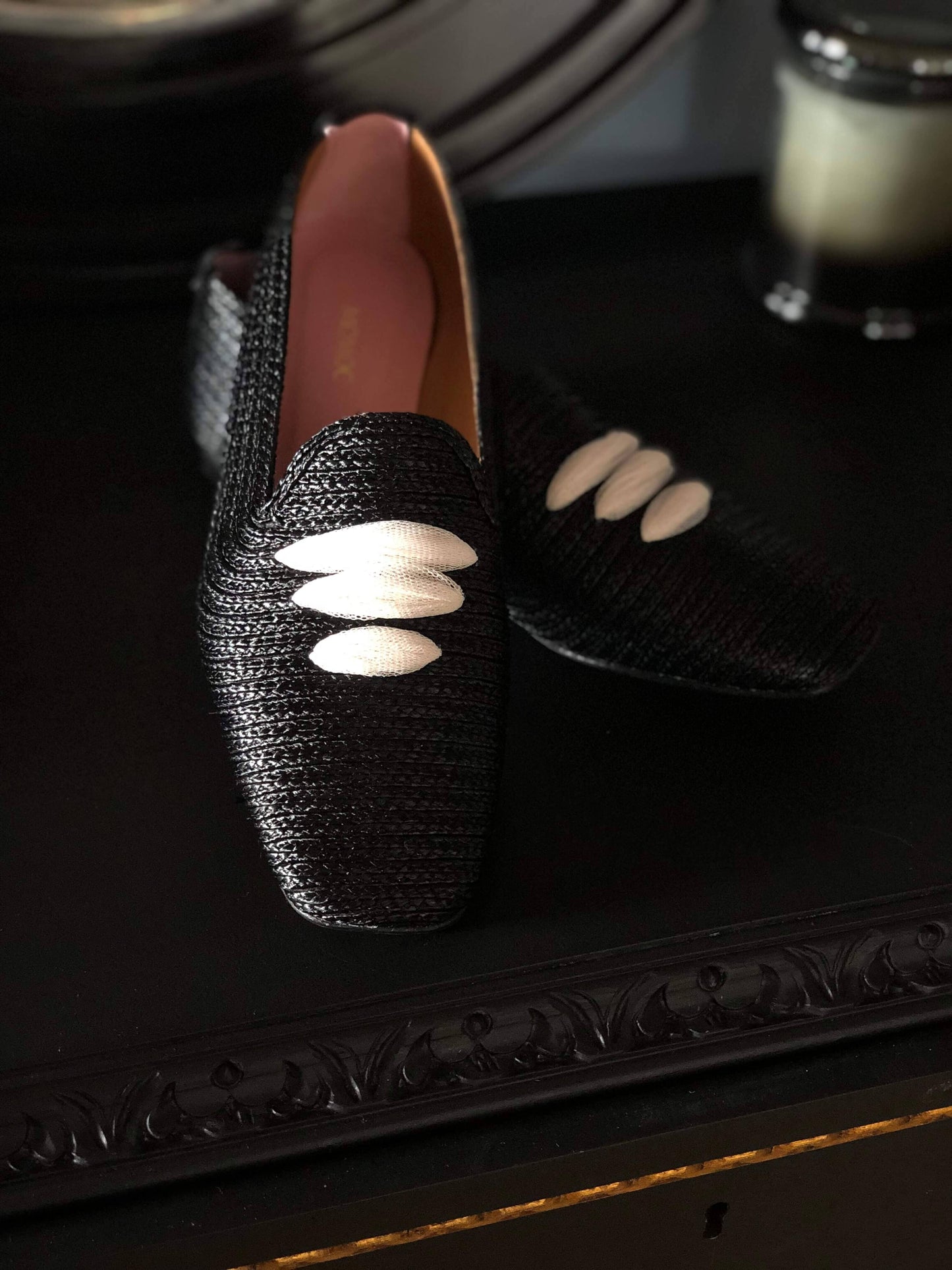 Black Casablanca Raffia Moccasin Sandals Momoc Shoes