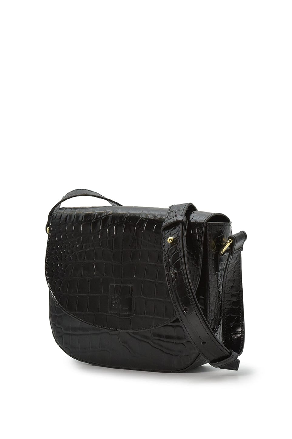 Black Coconut Embossed Leather Flap Crossbody Bag Handbags Leandra