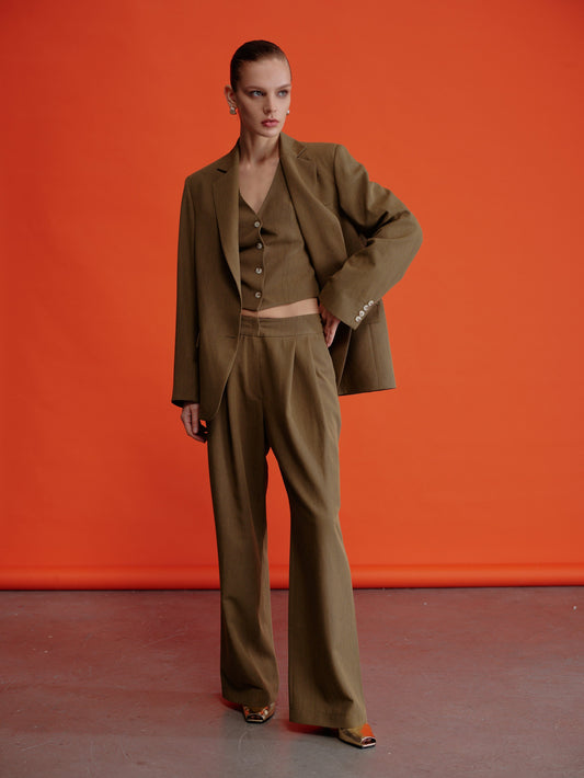 Boxy Blazer in Burnt Green Coats & Jackets Nazli Ceren