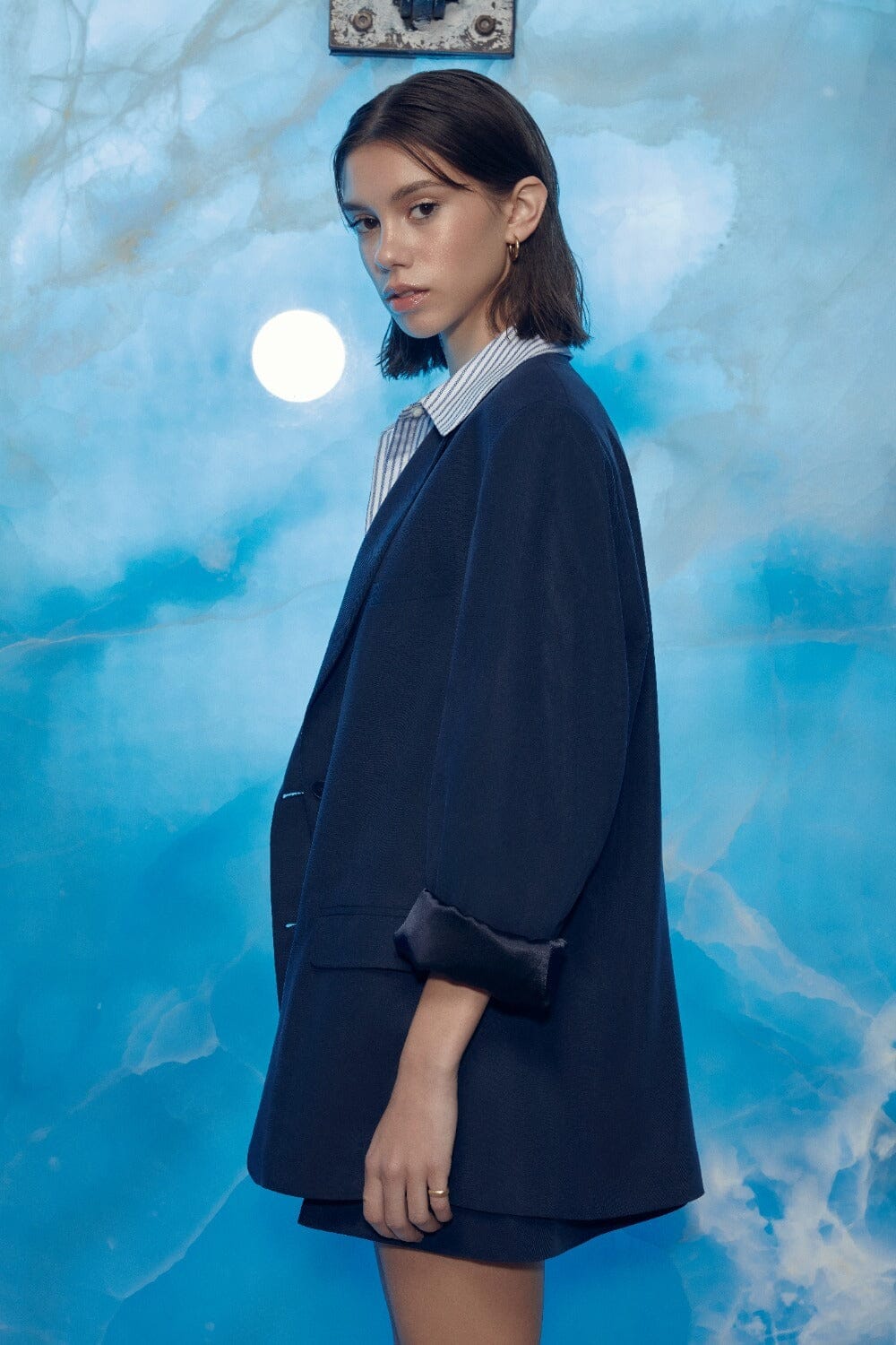 Boxy Navy Blue Oversize Jacket Nazli Ceren