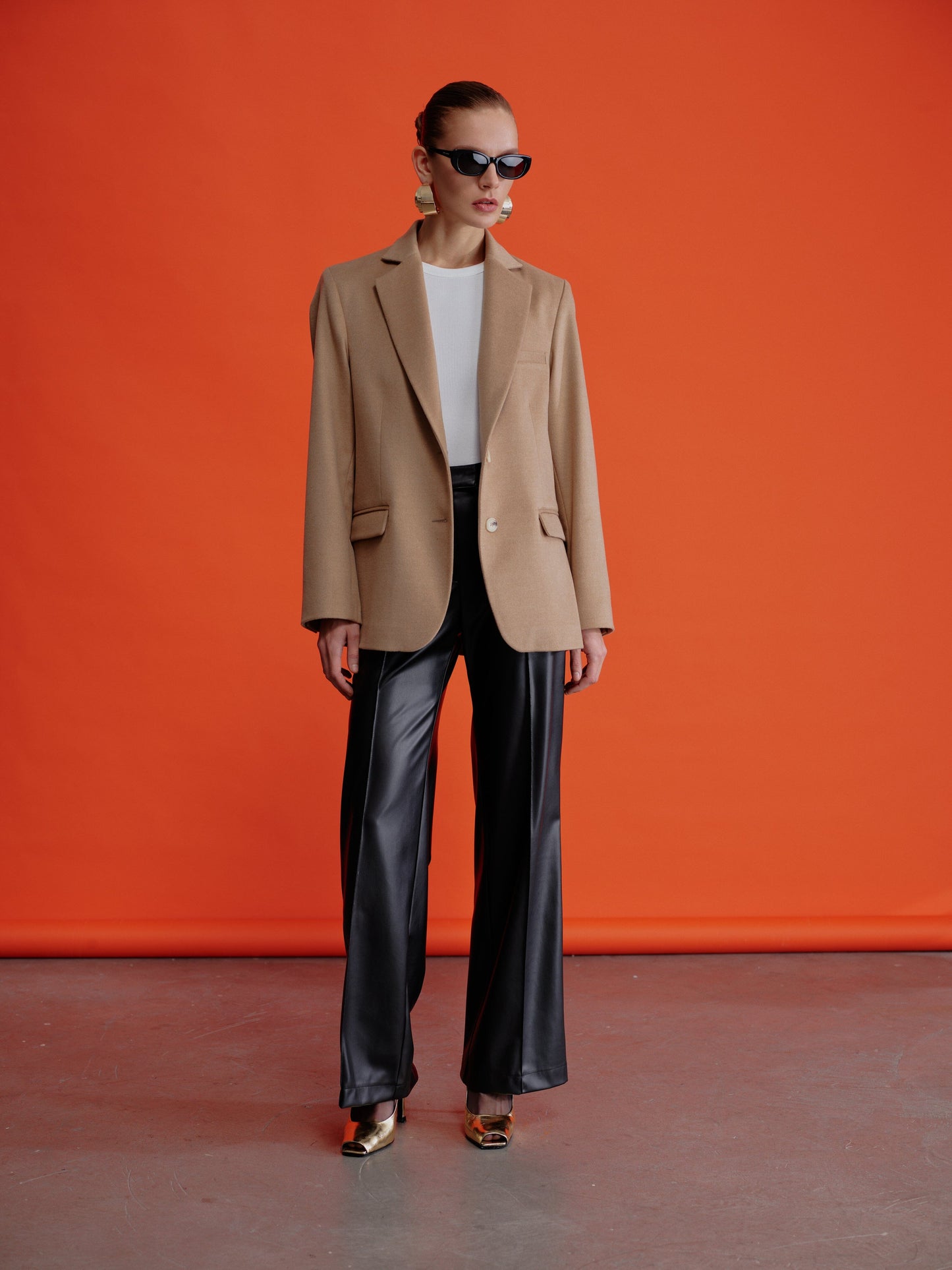 Boxy Wool Blazer in Camel Nazli Ceren