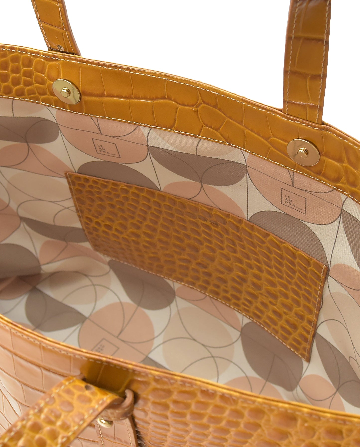 Caramel Engraved Leather Shopper Tote Bag Leandra