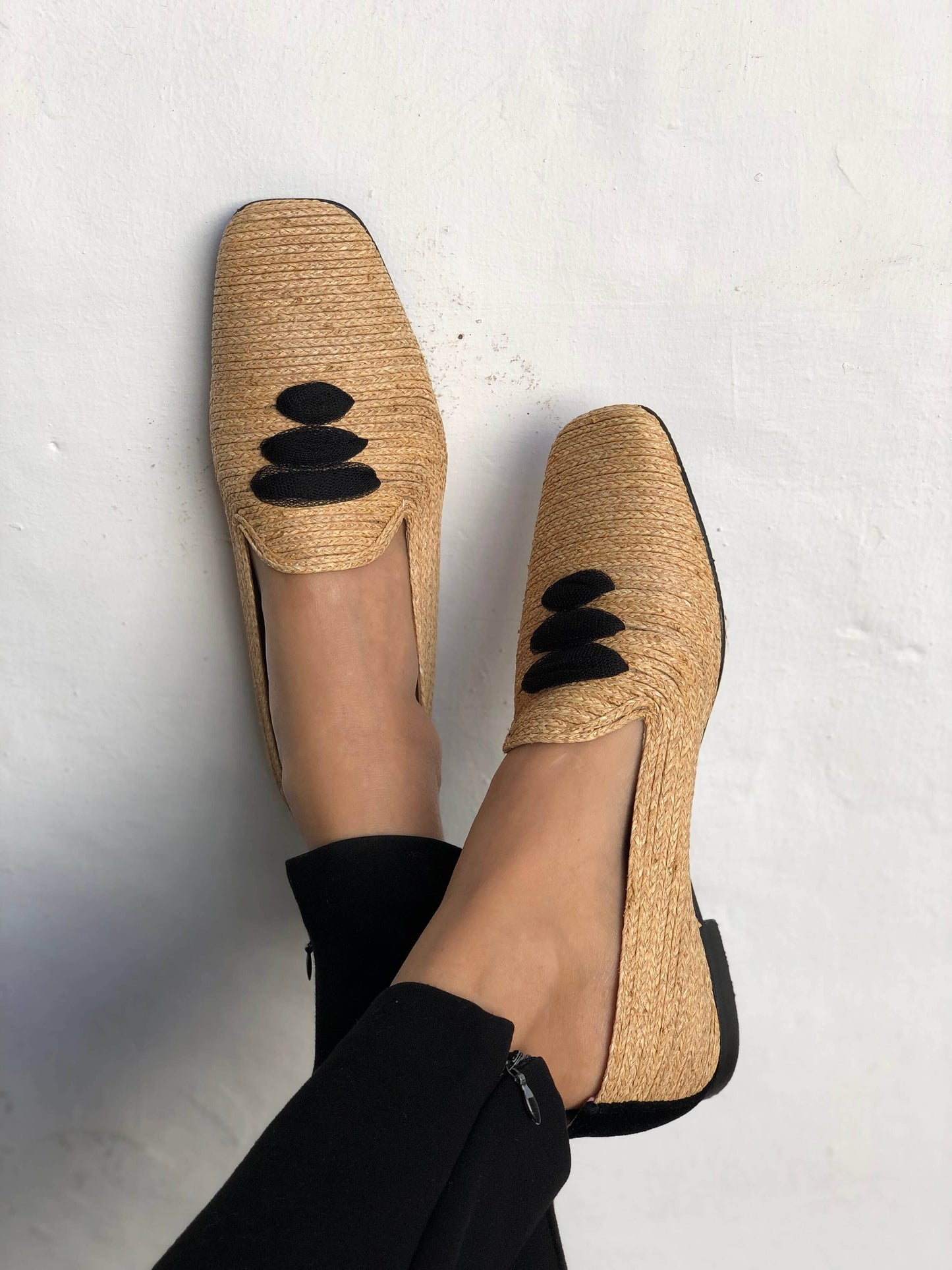 Casablanca Raffia Moccasin Sandals Momoc Shoes