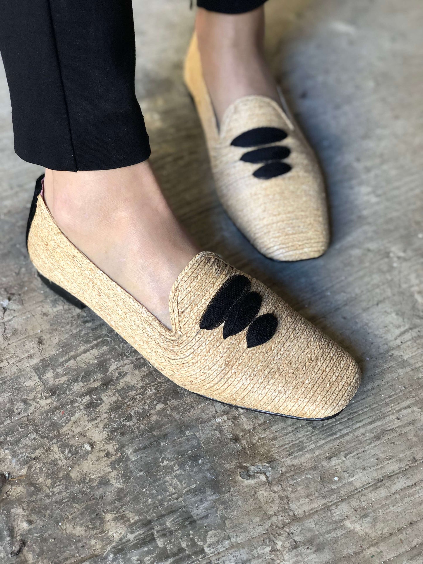 Casablanca Raffia Moccasin Sandals Momoc Shoes