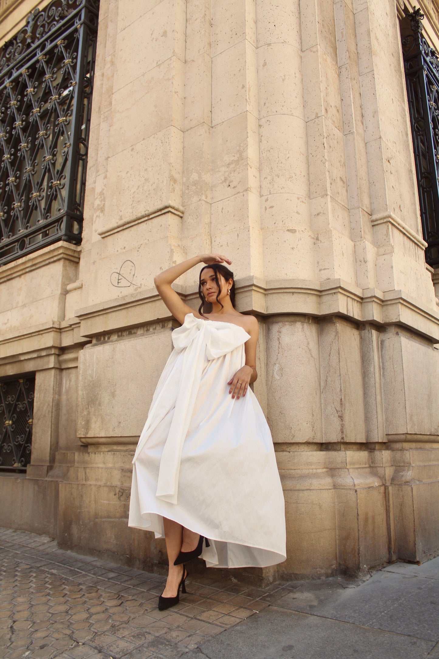 Celine White Dress Midi Dress Montilitas