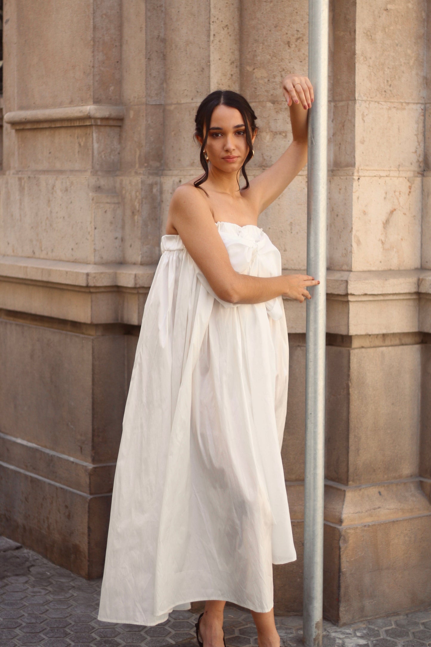 Celine White Dress Midi Dress Montilitas