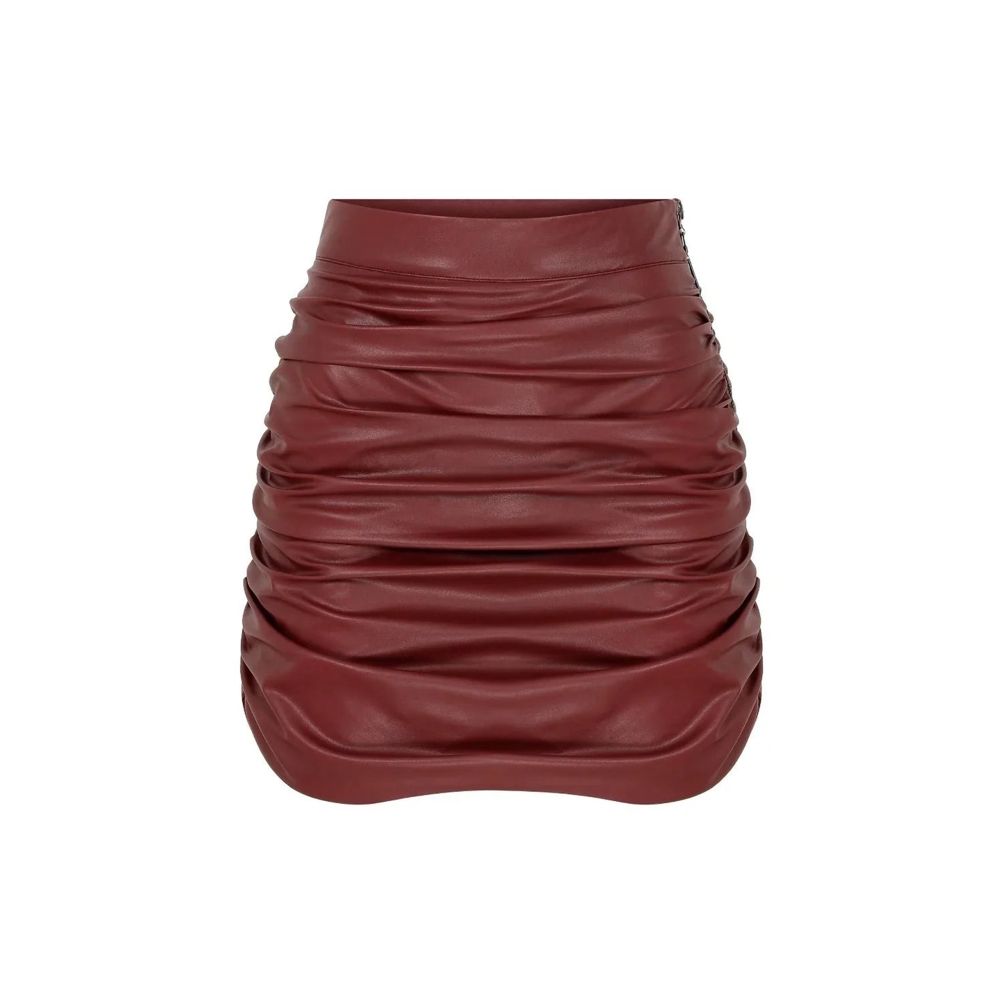 Chels Vegan Leather Mini Skirt In Burgundy Nazli Ceren