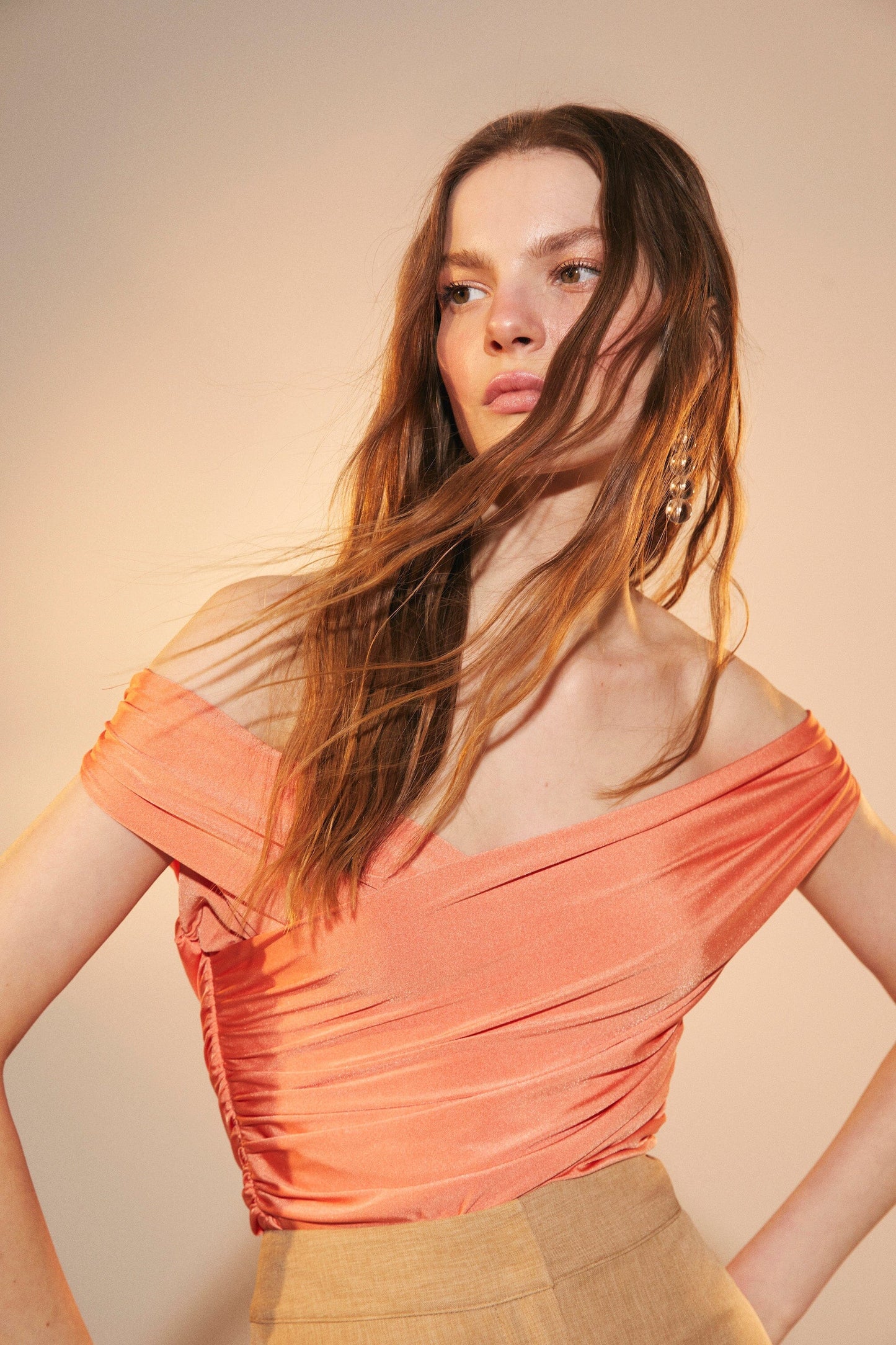 Cheri Jersey Blouse in Tangerine Shirts & Tops Nazli Ceren