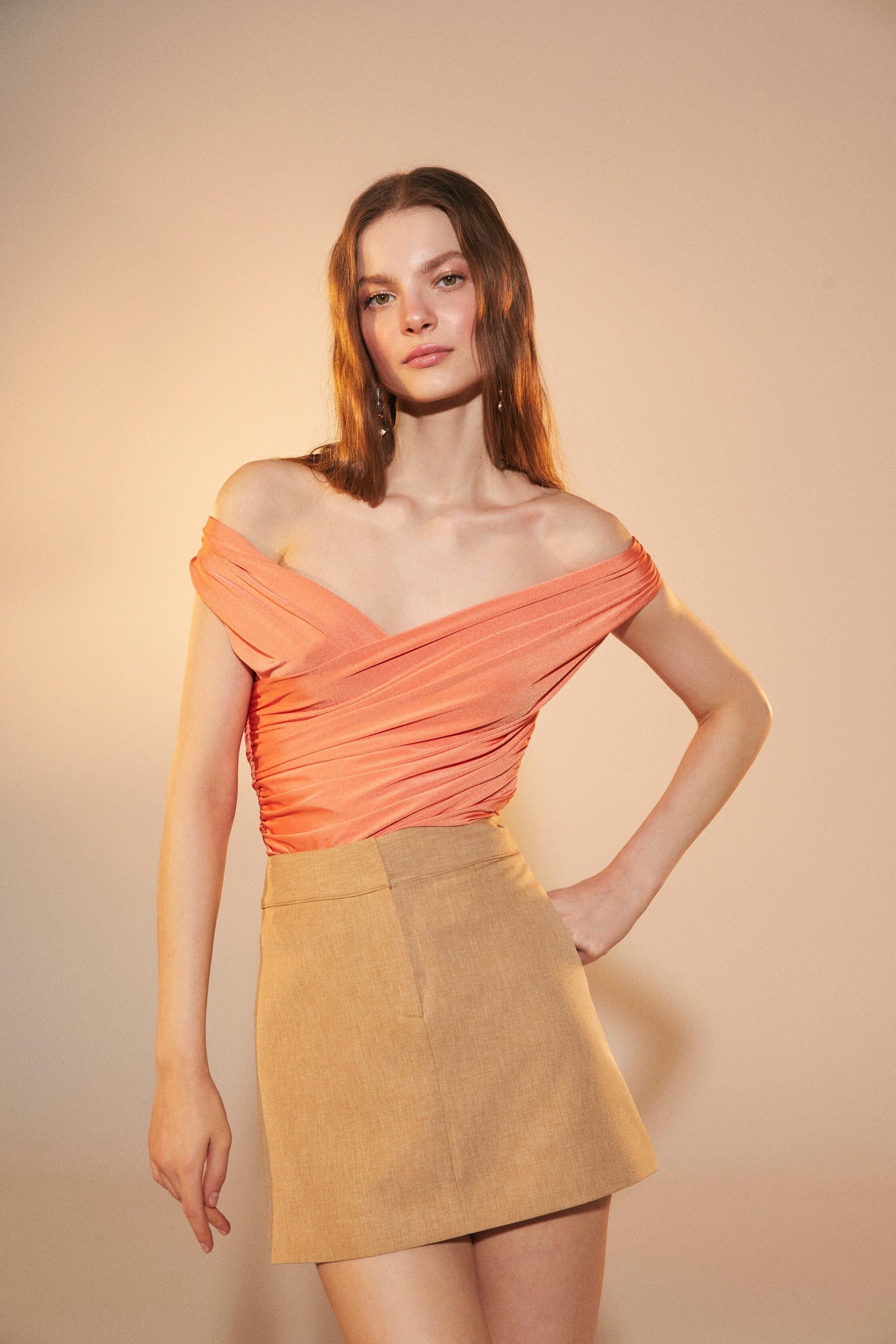 Cheri Jersey Blouse in Tangerine Shirts & Tops Nazli Ceren