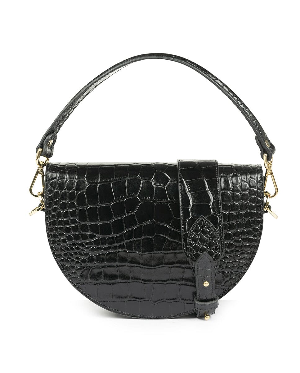 Crocodile print Leather saddle bag - Black Handbags Leandra