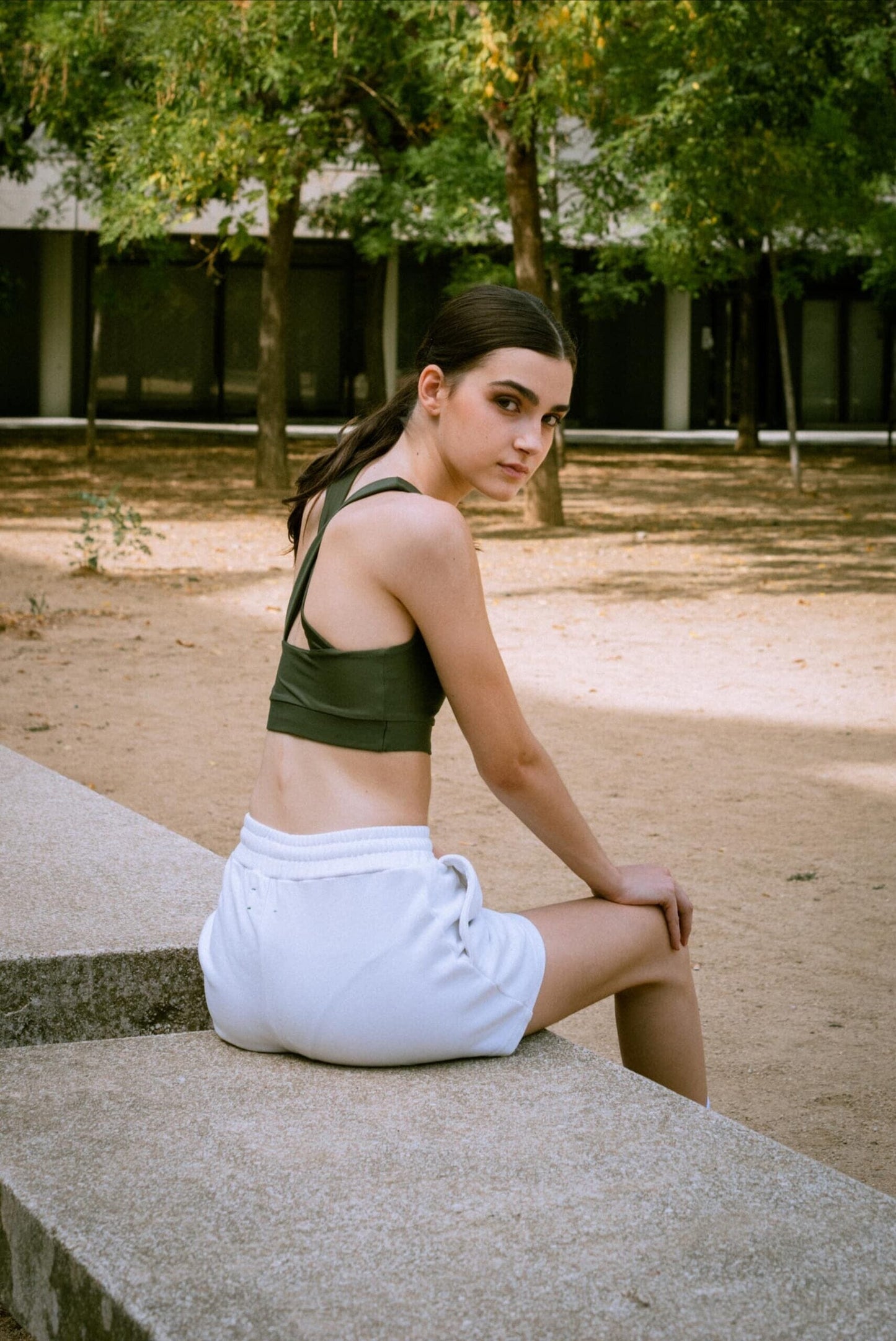 Dark Forest Green Shine Top Sports Bra Bradhy