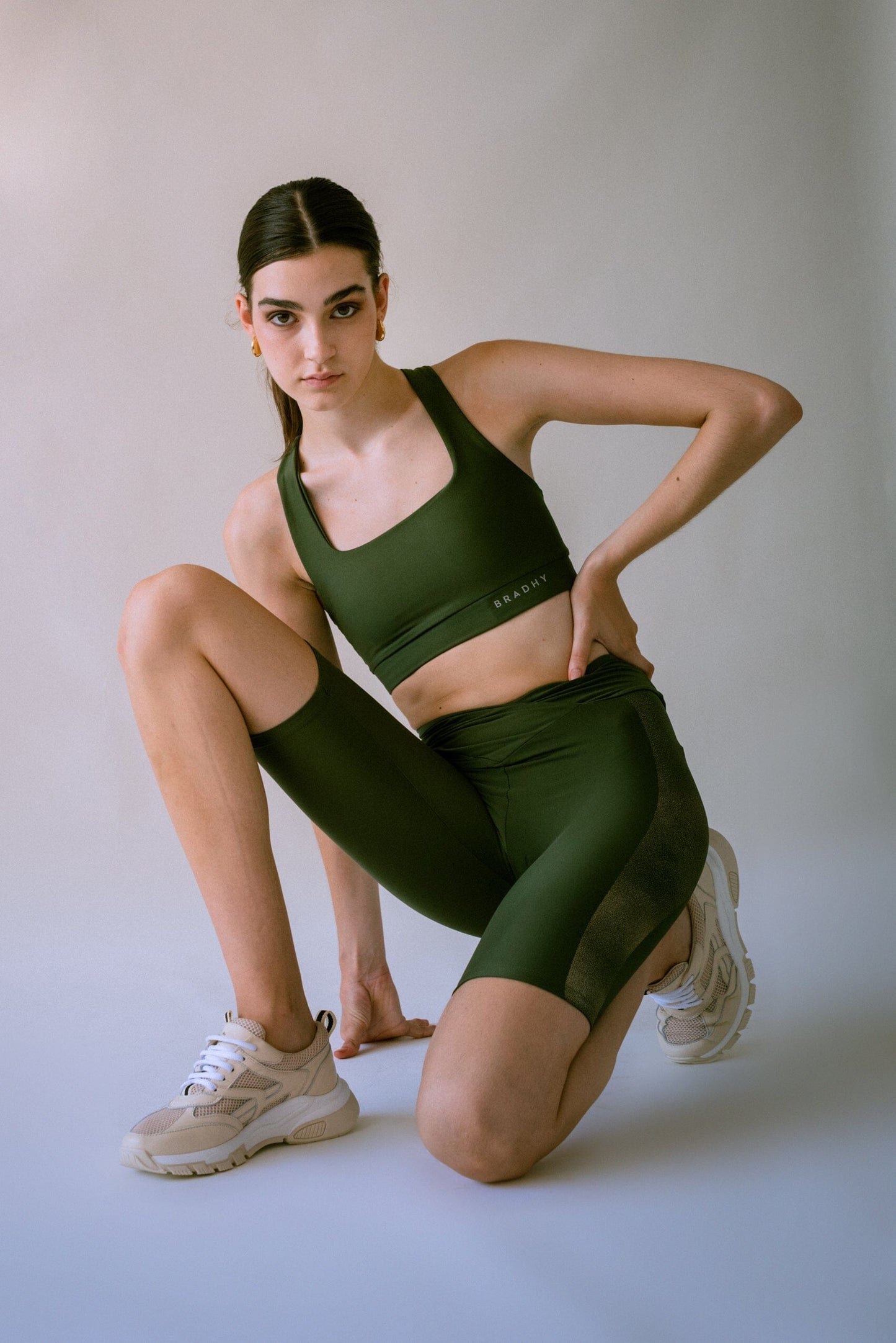 Dark Forest Green Shine Top Sports Bra Bradhy 