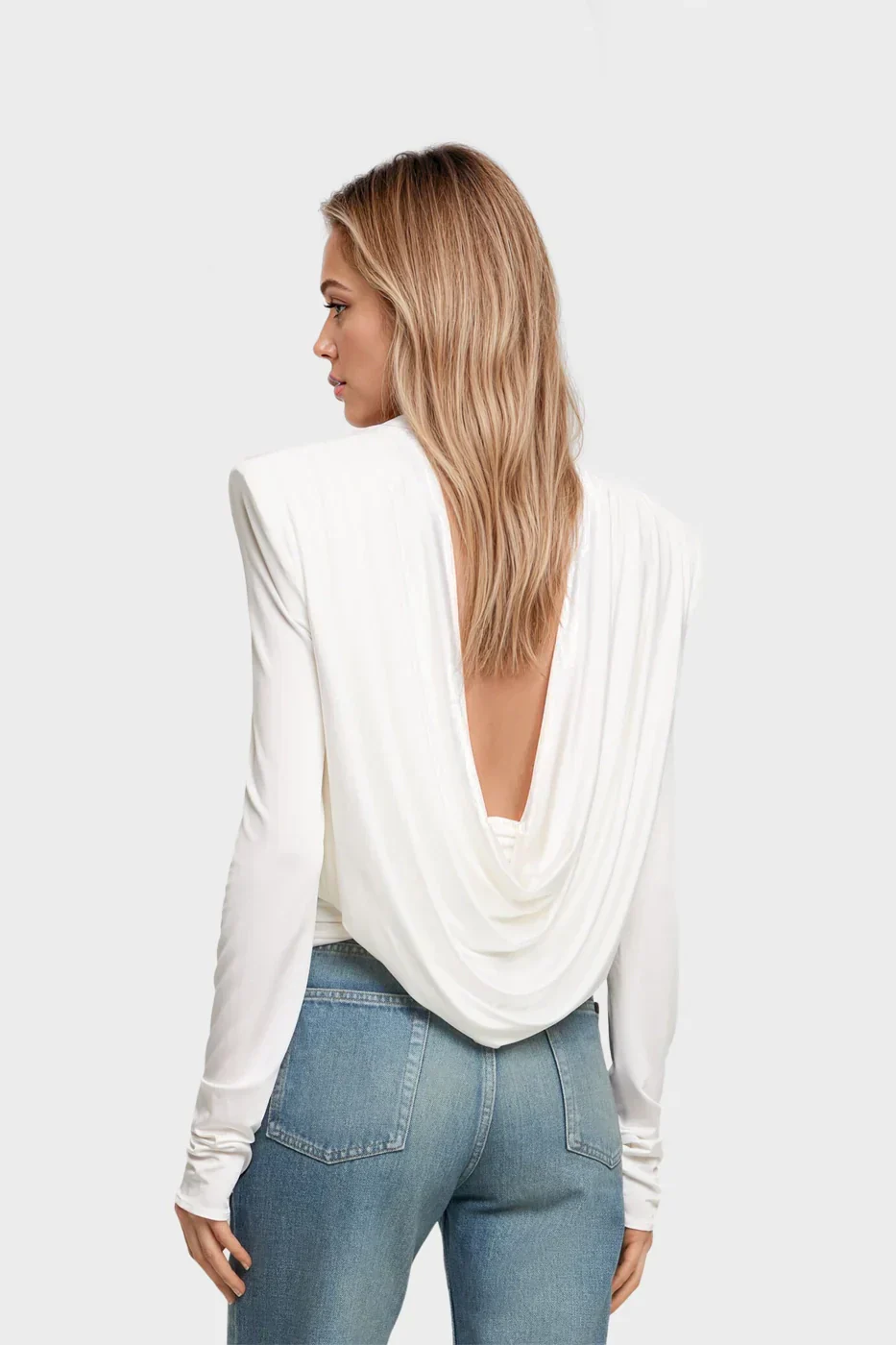 Long Sleeve Draped Jersey Top