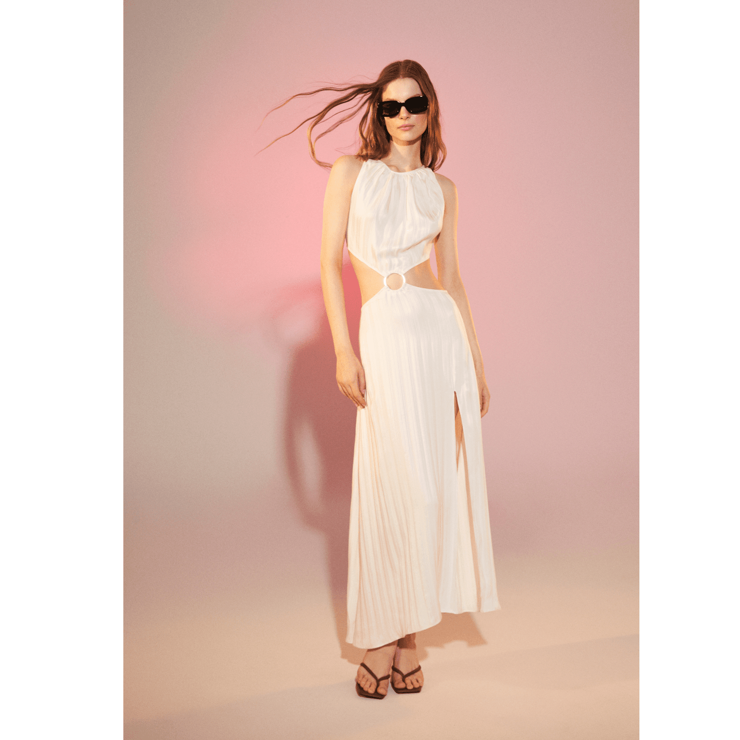 Eloise Ring-Embellshed Cupro Dress Nazli Ceren
