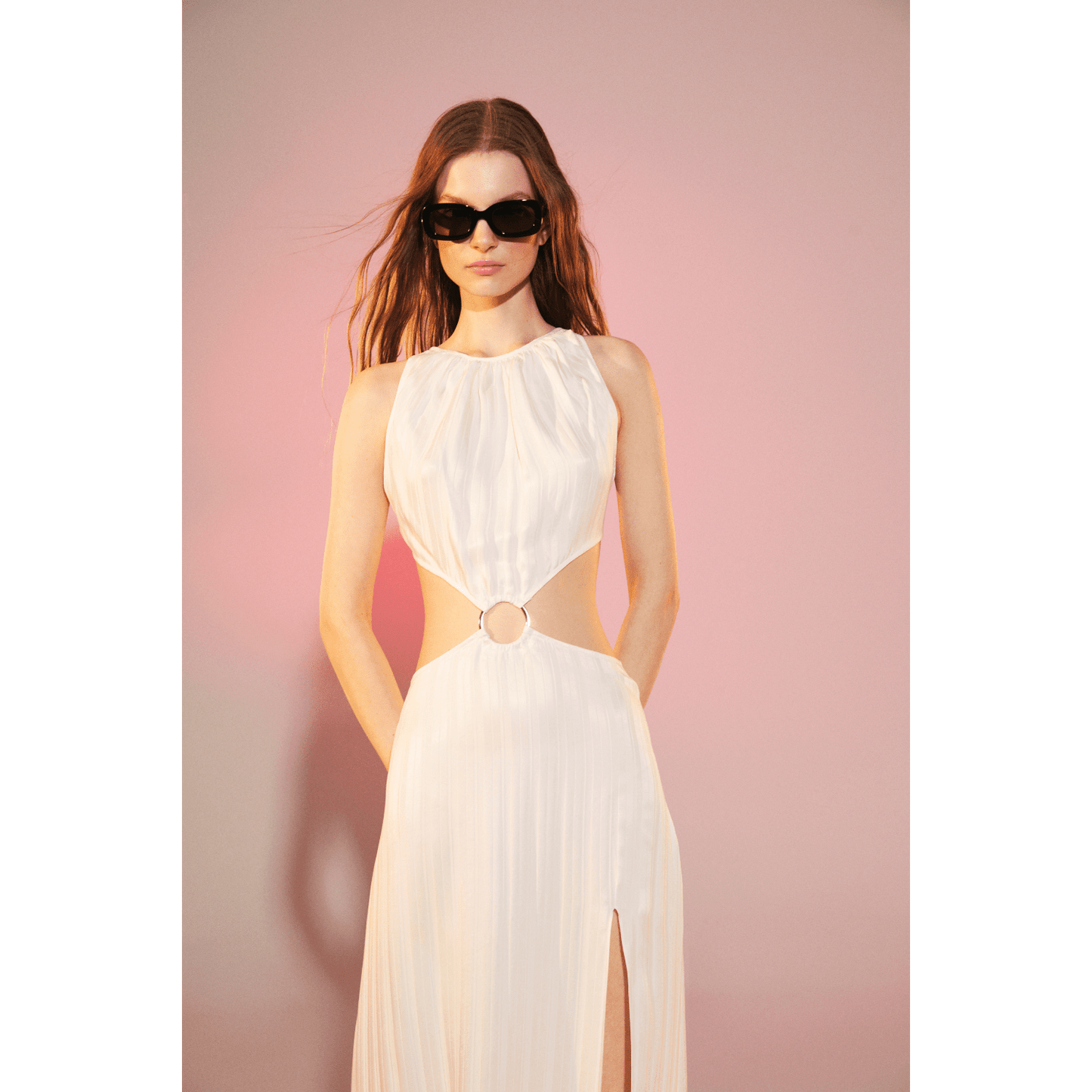 Eloise Ring-Embellshed Cupro Dress Nazli Ceren