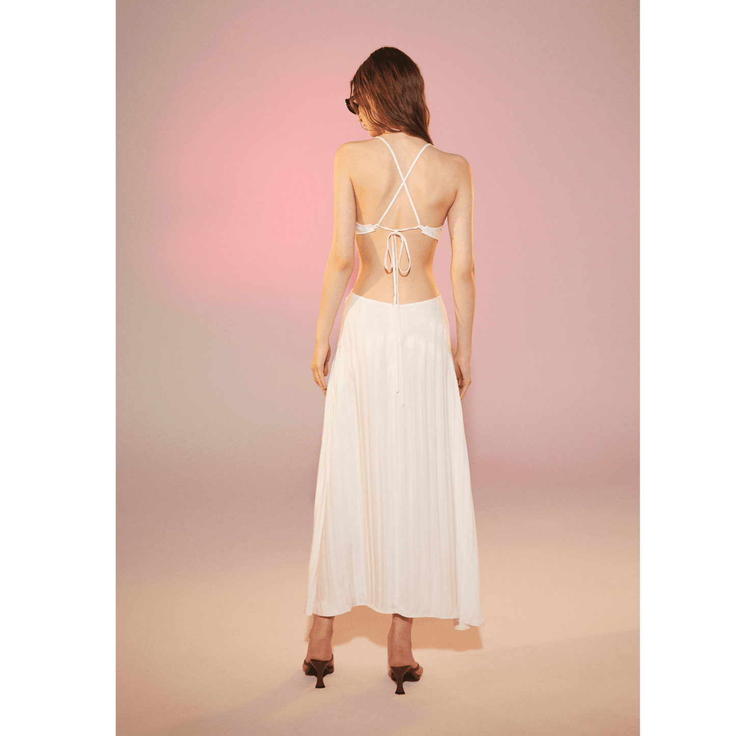 Eloise Ring-Embellshed Cupro Dress Nazli Ceren