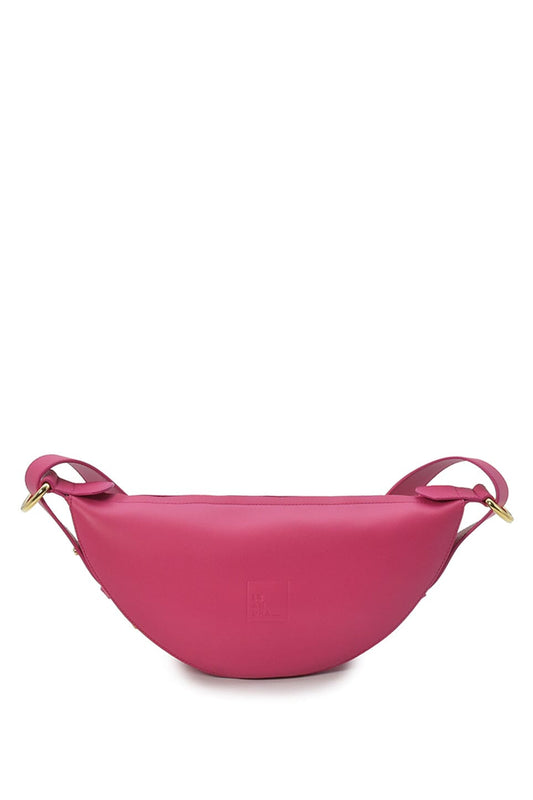 Fuchsia multi-position half-moon crossbody bag Crossbody Bags Leandra