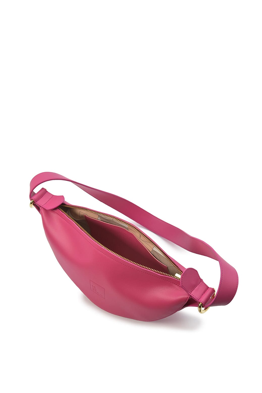 Fuchsia multi-position half-moon crossbody bag Crossbody Bags Leandra
