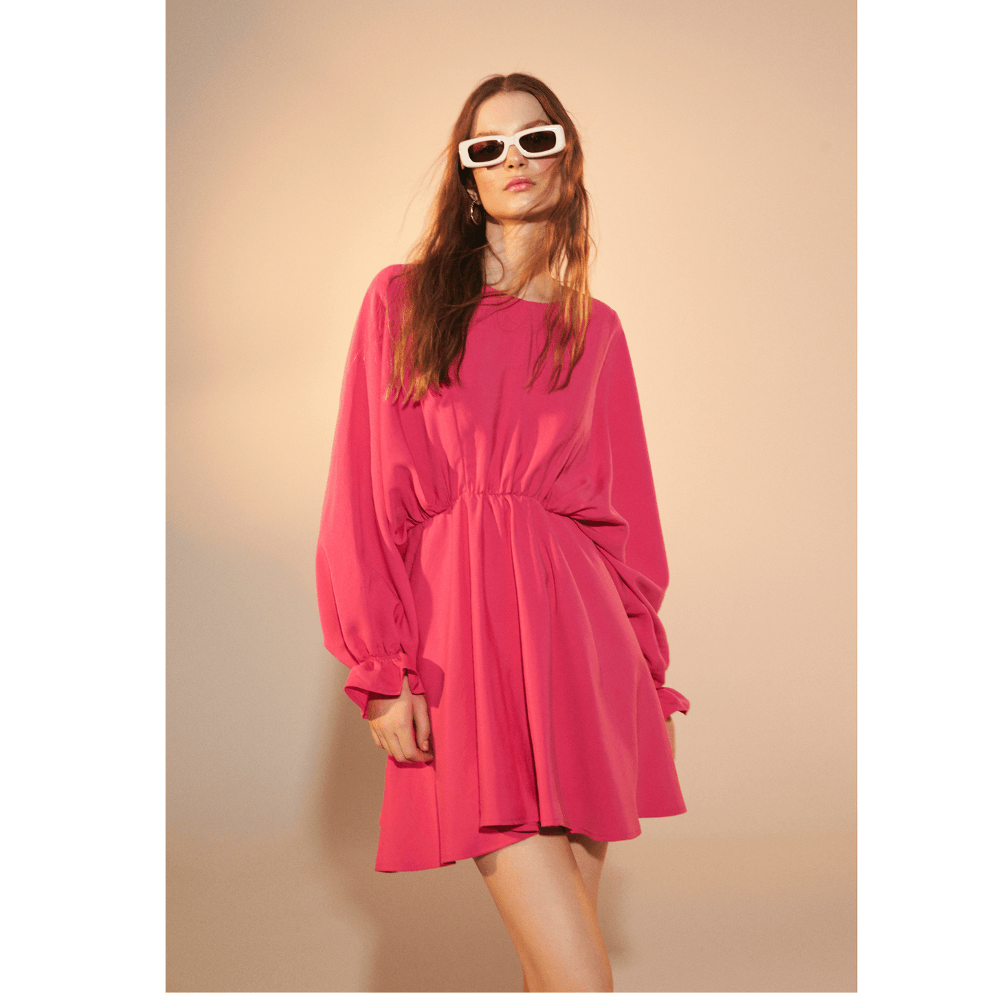 July Ruffled Mini Dress in Virtual Pink Dresses Nazli Ceren
