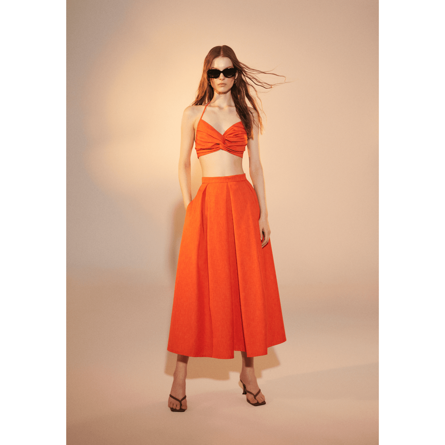 June Midi Skirt in Spicy Orange Skirts Nazli Ceren