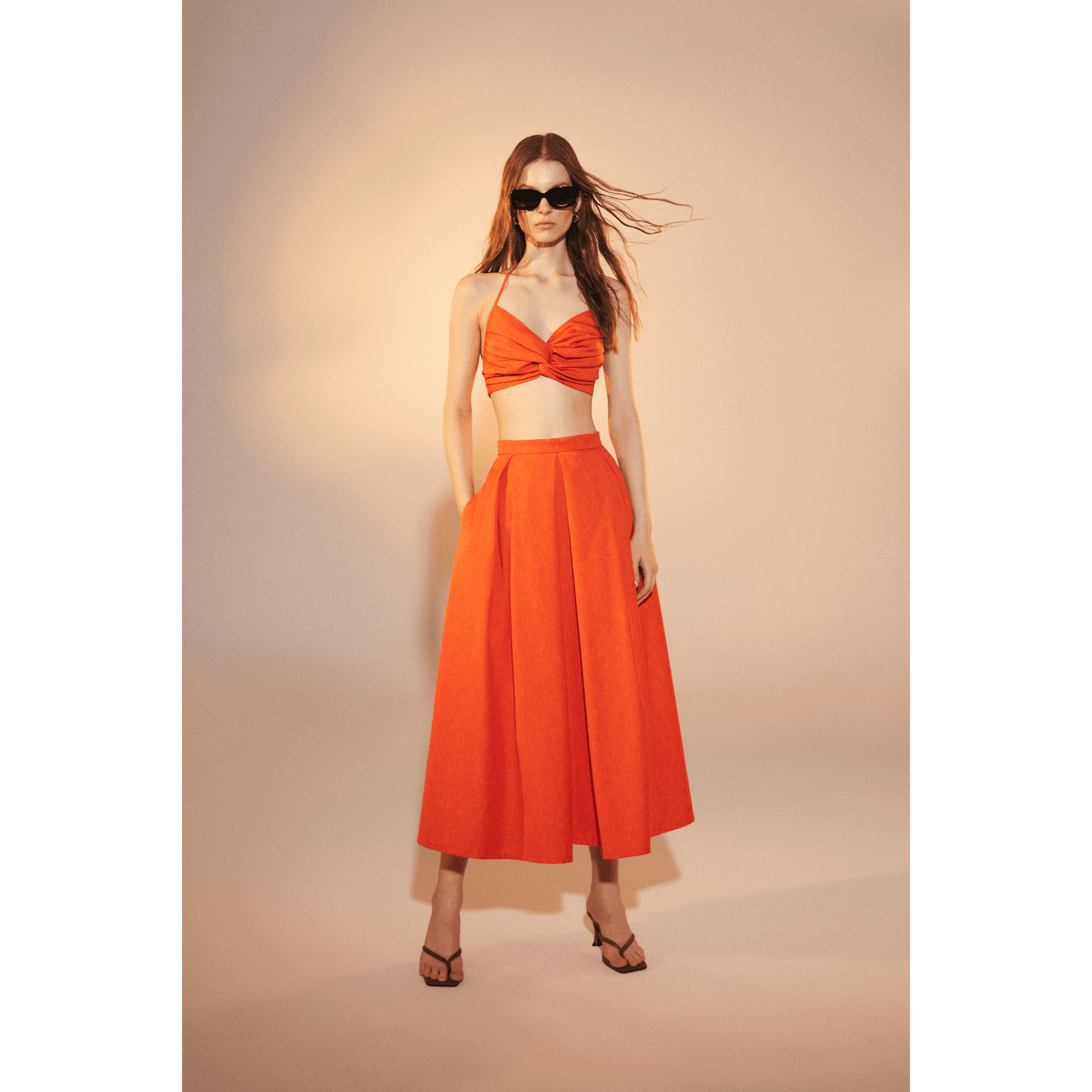 June Top in Spicy Orange Shirts & Tops Nazli Ceren